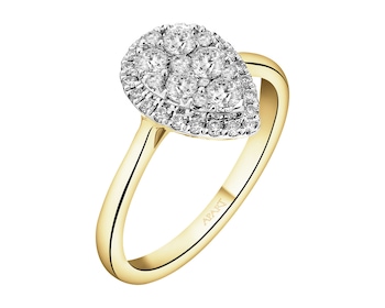 Pierścionek z żółtego złota z brylantami - 0,49 ct - próba 585