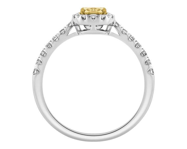 Prsten z bílého zlata s diamanty Fancy Yellow - 0,82 ct - ryzost 585