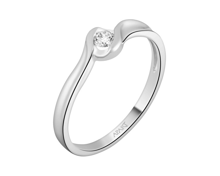 Prsten z bílého zlata s briliantem - 0,08 ct - ryzost 750