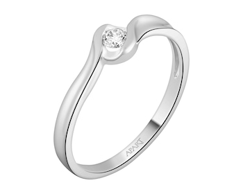Prsten z bílého zlata s briliantem - 0,08 ct - ryzost 750