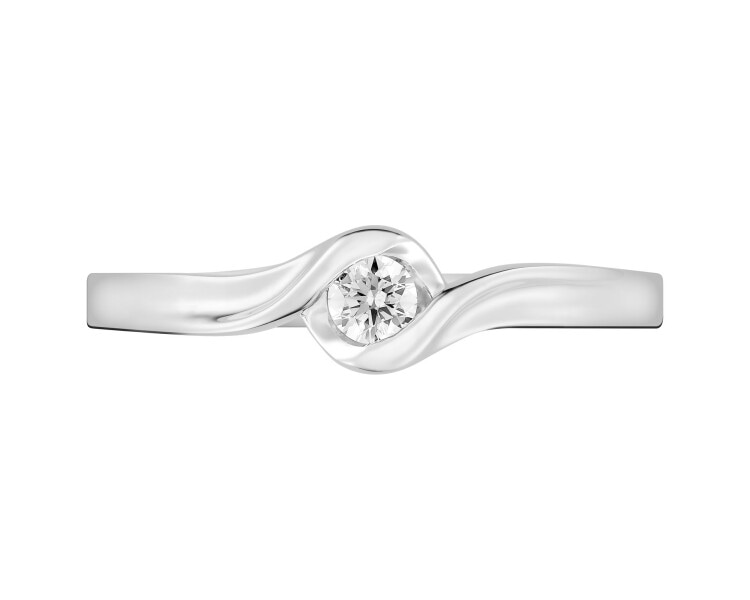 Prsten z bílého zlata s briliantem - 0,08 ct - ryzost 750