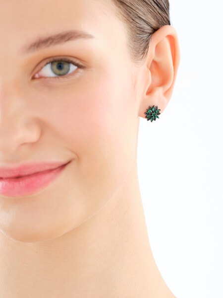 Kolczyki srebrne z cyrkoniami - rozety