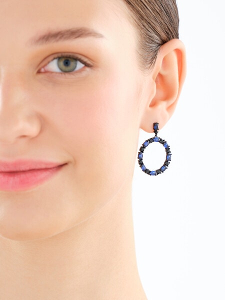 Stříbrné náušnice se zirkony - kruhy