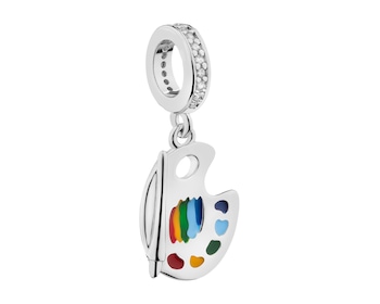 Zawieszka srebrna beads z cyrkoniami i emalią - paleta malarska