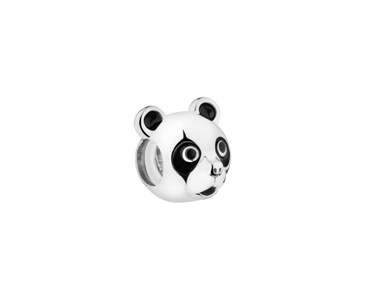 Zawieszka srebrna beads z emalią - miś panda