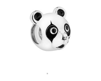 Zawieszka srebrna beads z emalią - miś panda