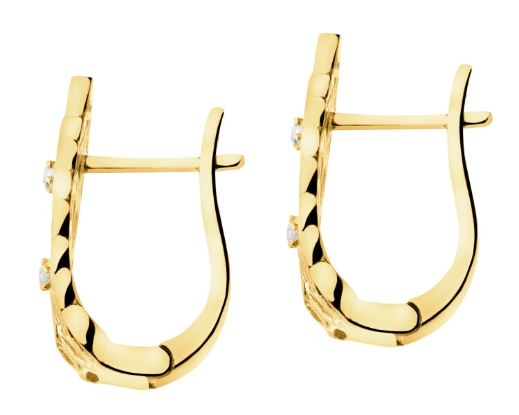 Złote kolczyki z cyrkoniami - kwiaty