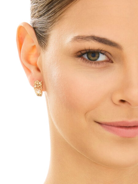 Złote kolczyki z cyrkoniami - kwiaty