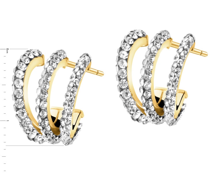 Złote kolczyki, szkło szlifowane