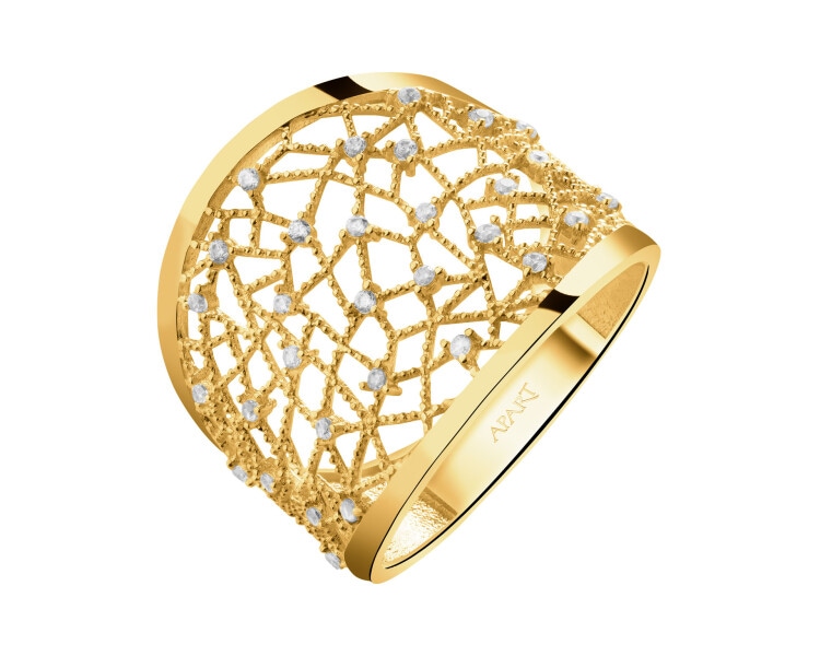 Złoty pierścionek z cyrkoniami