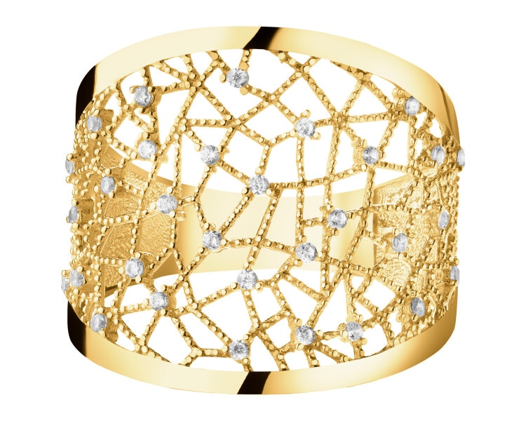 Złoty pierścionek z cyrkoniami