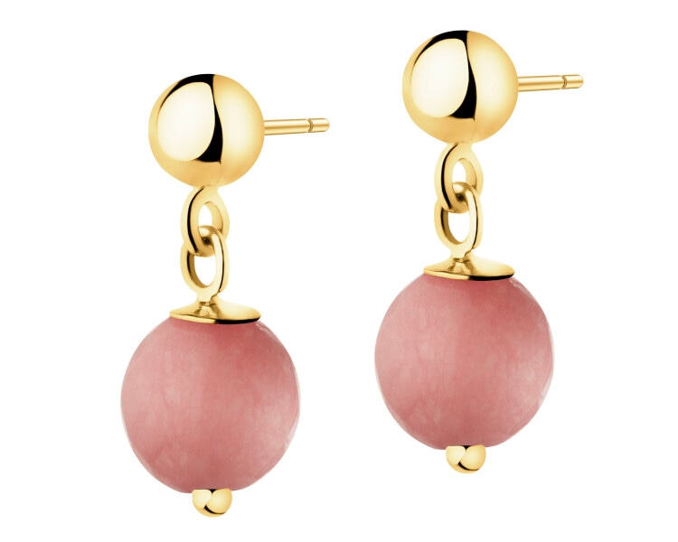 Złote kolczyki z kwarcami - kulki