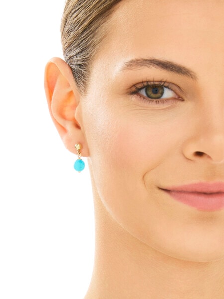 Złote kolczyki z chalcedonami - kulki