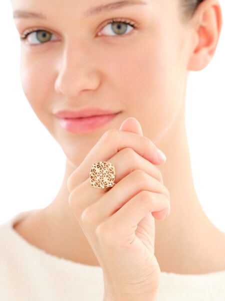 Złoty pierścionek z cyrkoniami - rozeta