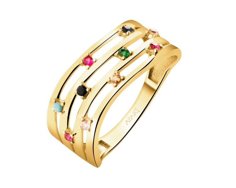 Złoty pierścionek z cyrkoniami