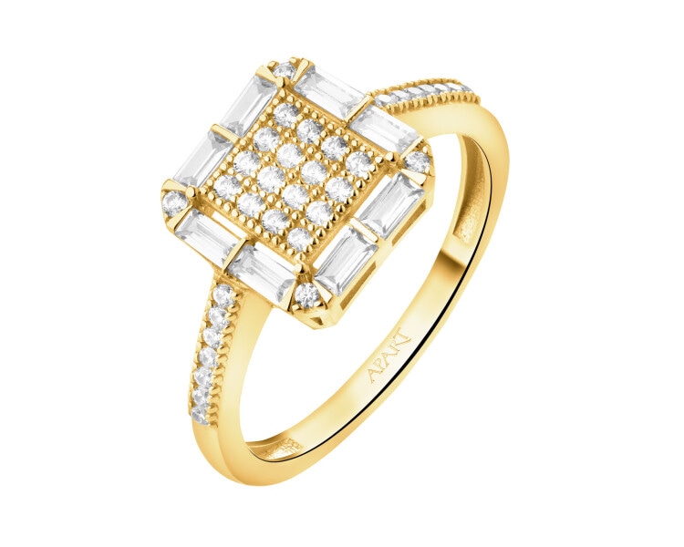 Złoty pierścionek z cyrkoniami