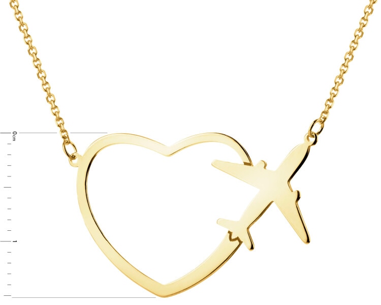 Złoty naszyjnik - serce, samolot