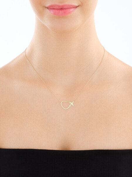 Złoty naszyjnik - serce, samolot