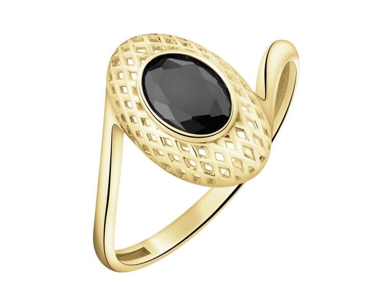 Złoty pierścionek z cyrkonią