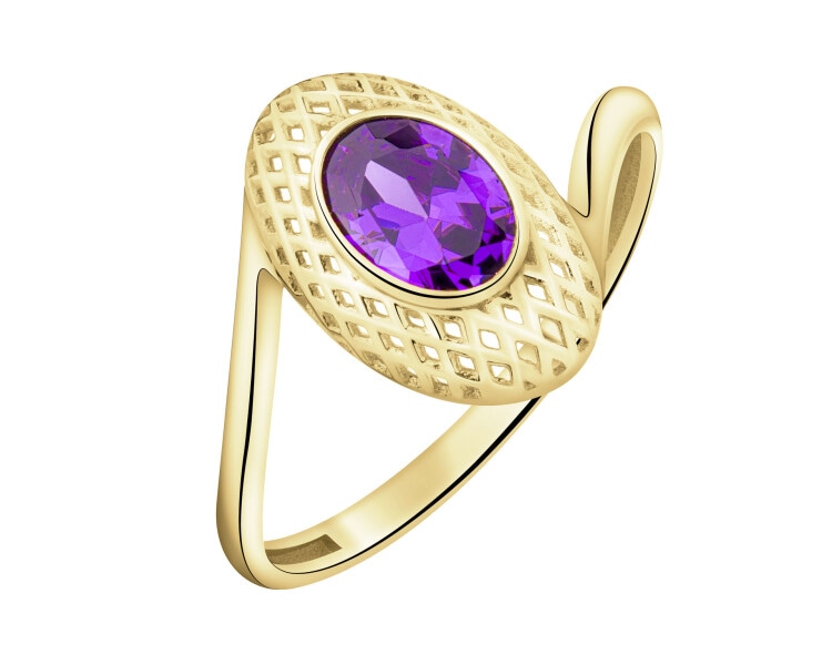 Złoty pierścionek z cyrkonią