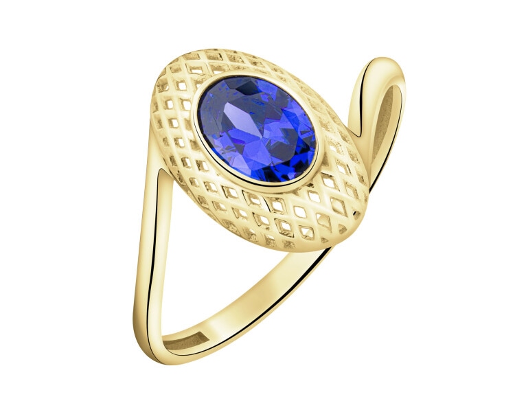 Złoty pierścionek z cyrkonią