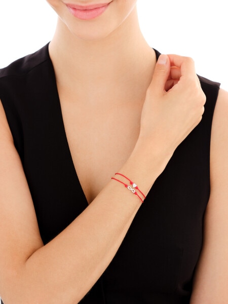 Bransoletka z elementami srebra i cyrkoniami - serce, nieskończoność