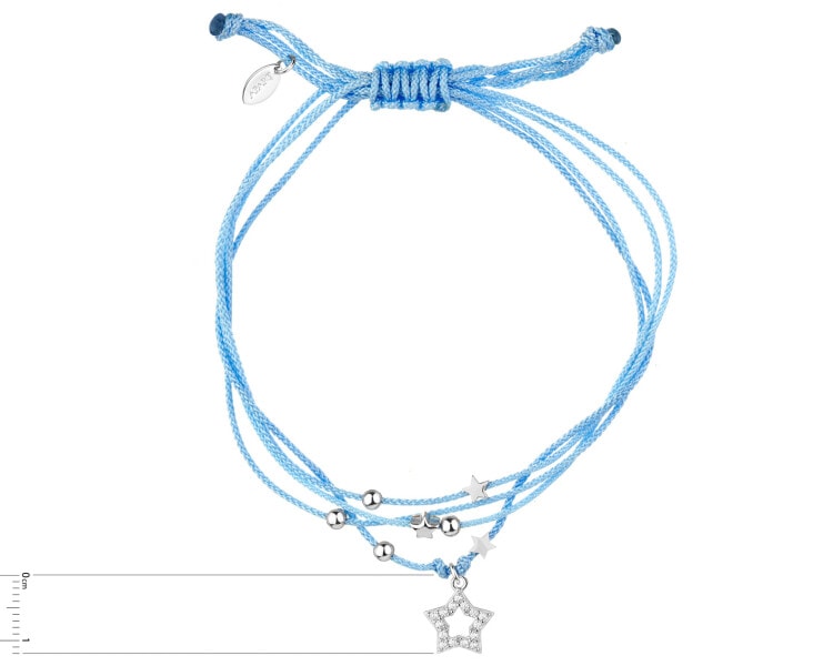 Bransoletka z elementami srebra i cyrkoniami - gwiazdy, kulki