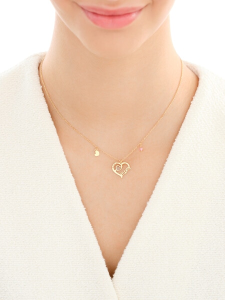 Naszyjnik srebrny z cyrkoniami, szlifowanym szkłem - serca, mama, love