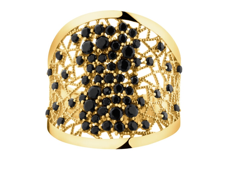 Złoty pierścionek z cyrkoniami