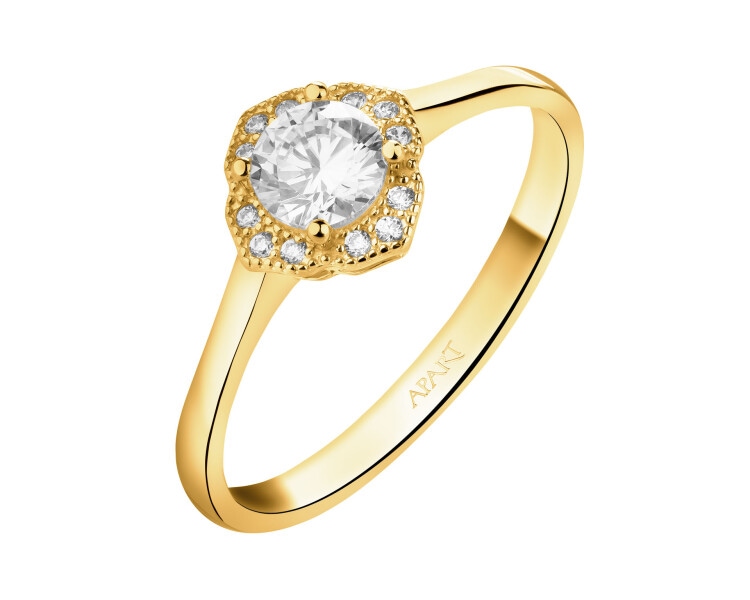 Złoty pierścionek z cyrkoniami