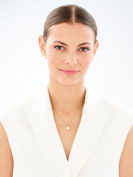 Złote kolczyki i zawieszka - komplet - koniczyny