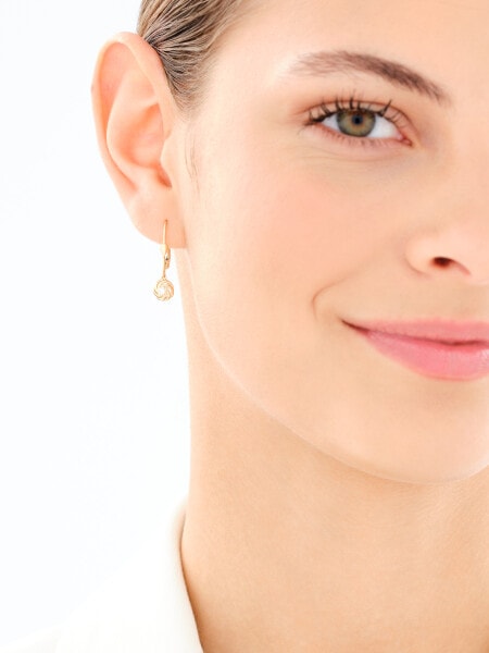 Złote kolczyki i zawieszka z cyrkoniami - komplet