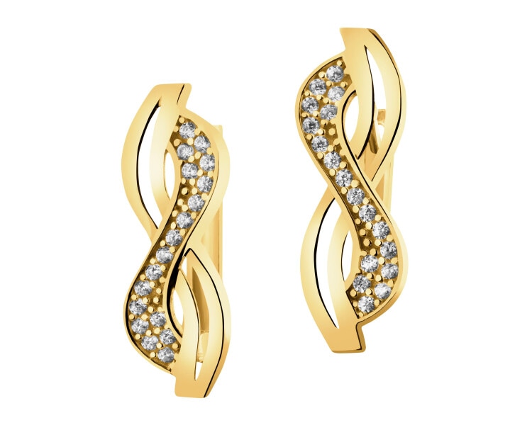 Złote kolczyki i zawieszka z cyrkoniami - komplet