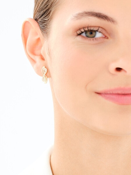 Złote kolczyki i zawieszka z cyrkoniami - komplet