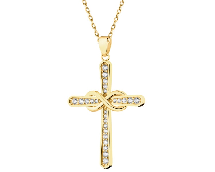 Złota zawieszka z cyrkoniami - krzyż