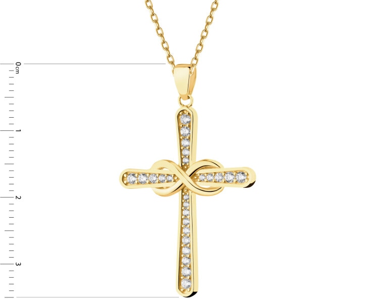 Złota zawieszka z cyrkoniami - krzyż
