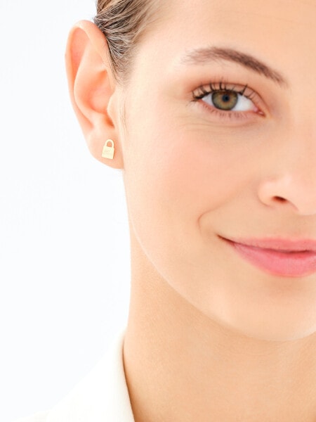 Złote kolczyki - kłódka, kluczyk, love