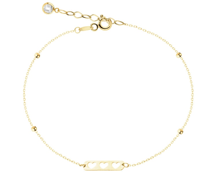 Złota bransoletka z cyrkonią - serca