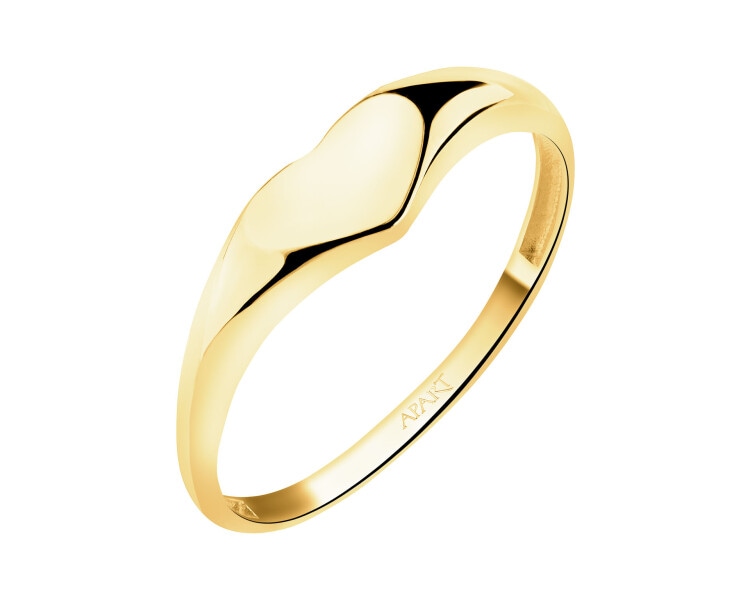 Złoty pierścionek - sygnet - serce