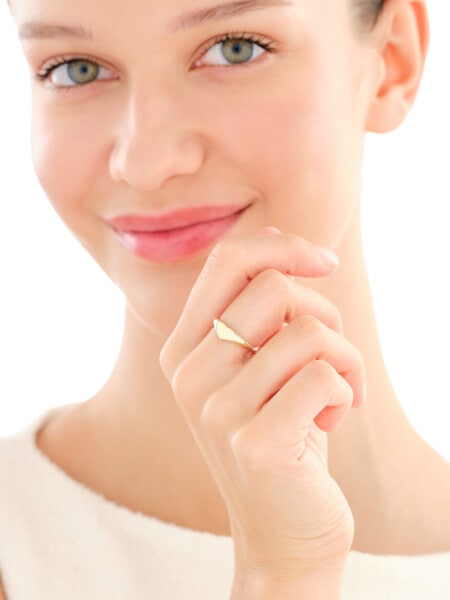 Złoty pierścionek - sygnet - serce