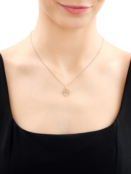 Zawieszka z żółtego złota z diamentem - drzewko, serce - 0,005 ct - próba 375