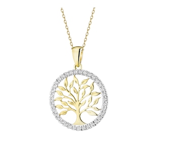 Zawieszka z żółtego złota z brylantami - drzewko - 0,25 ct - próba 585