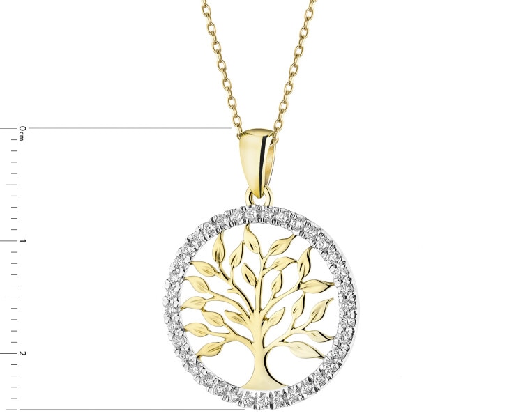 Zawieszka z żółtego złota z brylantami - drzewko - 0,25 ct - próba 585