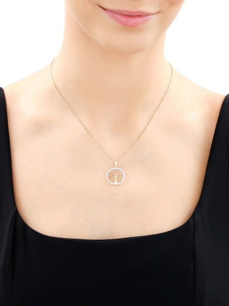 Zawieszka z żółtego złota z brylantami - drzewko - 0,25 ct - próba 585