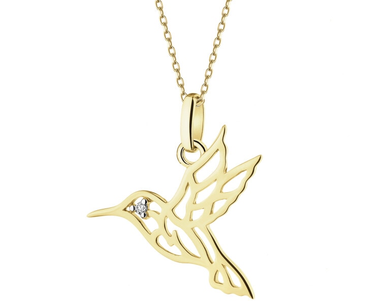 9 K Rhodium-Plated Yellow Gold Pendant with Diamond - 0,005 ct - fineness 9 K