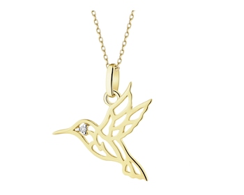 Zawieszka z żółtego złota z diamentem - koliber - 0,005 ct - próba 375