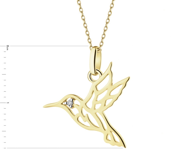 9 K Rhodium-Plated Yellow Gold Pendant with Diamond - 0,005 ct - fineness 9 K