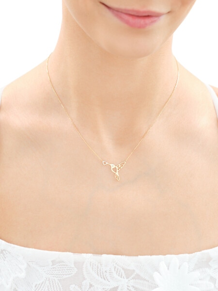 9 K Rhodium-Plated Yellow Gold Necklace with Diamond - 0,01 ct - fineness 9 K