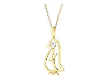Zawieszka z żółtego złota z diamentem - pingwin - 0,005 ct - próba 375