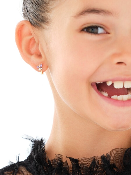 14 K Yellow Gold Earrings with Cubic Zirconia